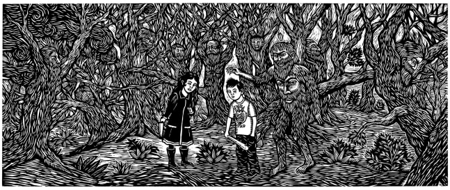 Evil Forest
Artemio Rodriguez, 2010&amp;nbsp;

Woodcut&amp;nbsp;
13&amp;rdquo; x 42&amp;rdquo;
Edition of&amp;nbsp;25
$3,500

Published by Evil Prints

PURCHASE