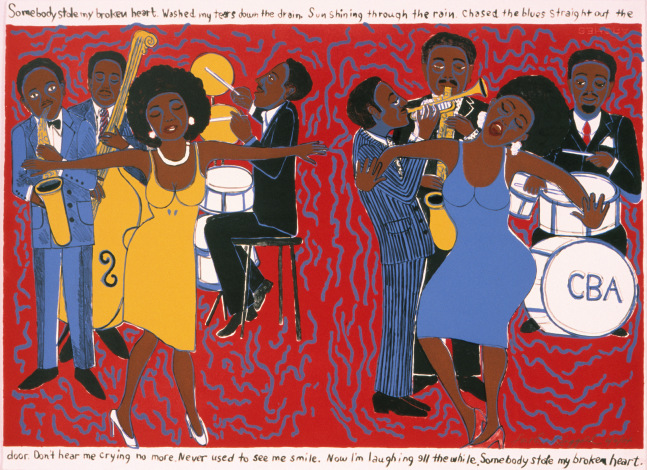 Somebody Stole My Broken Heart, 2004
Faith Ringgold (American, b. 1930)

Five-color lithograph on Arches Cover White paper
22 x 30 inches
Final impressions WP, WP, and WP, edition of 100
$3000

Published by the Brodsky Center at PAFA, Philadelphia

PURCHASE