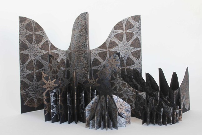Cartesian Lace Bricolage
Susan Happersett, 2020

Letterpress, hand set metal type, photo-engravings
8&amp;quot; x 4.75&amp;quot; x 2&amp;quot;
Edition of 89
$1000

Purgatory Pie Press, letterpress printer Dikko Faust, hand-set type, photo engravings, hand-made die cuts,
Esther K Smith concept, design, structure

INQUIRE
