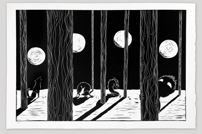 Wolf Kid
Garth Jennings, 2020

Linocut on BFK Rives paper
30.7&amp;quot; x 46.5&amp;quot;
Edition of 50
$950 (Pre-tax)

Printed and Published by Idem Paris

INQUIRE