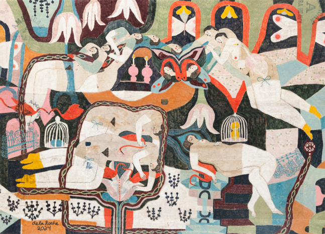 Lauren dela Roche

Lady Bug, 2024

acrylic on found cotton feedsack with acrylic varnish

78 x 106 in.
198.1 x 269.2 cm.

(LDRO046)