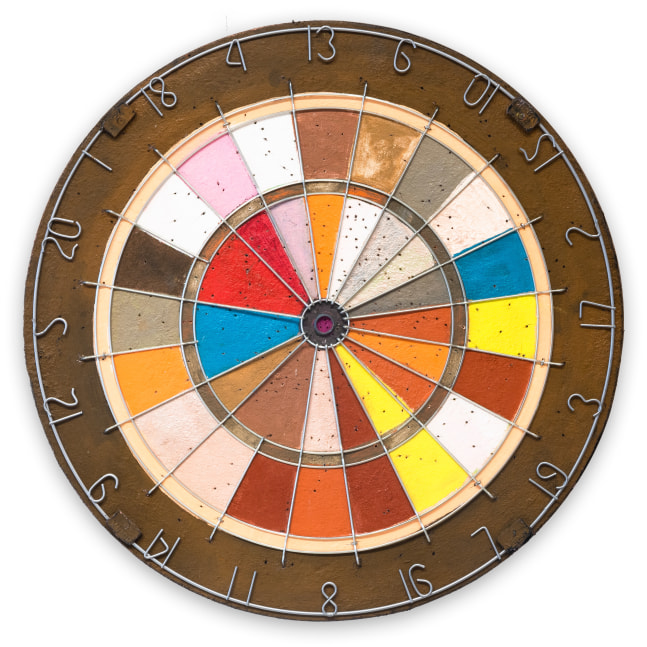Acacia Marable

Color Pains #7, 2023

oil and wire on sisal dartboard

17 1/2 x 17 1/2 x 2 in.
44.5 x 44.5 x 5.1 cm.

(ACM008)