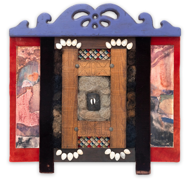 Marie Johnson-Calloway

Legacy, 1987

mixed media construction with painted collaged paper, fabric, cowrie shells, buttons, hair, and wood

19 1/2 x 20 x 1 1/2 in.
49.5 x 50.8 x 3.8 cm.

(MJC002)