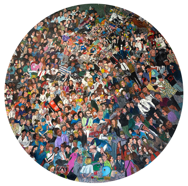 Rumiko&amp;nbsp;Tsuda

Mandala of New Yorkers, 2004

mixed media on canvas

68&amp;quot; diameter

RTSU001