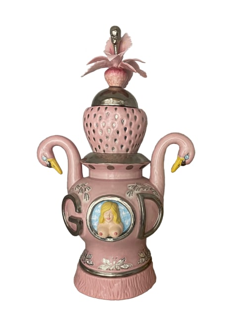 John de Fazio

Pink Goddess Urn, 1991

glazed Earthenware with silver luster

26.0h x 19.0w x 11.0d in
66.04h x 48.26w x 27.94d cm

(JDEFAZ071)