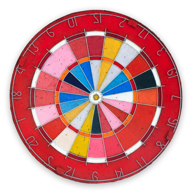 Acacia Marable

Color Pains #5, 2023

oil and wire on sisal dartboard

17 1/2 x 17 1/2 x 2 in.
44.5 x 44.5 x 5.1 cm.

(ACM001)