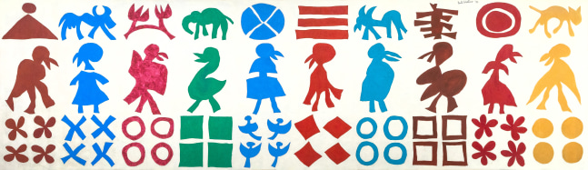 Paul&amp;nbsp;Waters

Ten Chiefs and Their Tribal Language at the Summit, 1970

oil on cut linen collage on canvas

70h x 328w in

177.80h x 833.12w cm

PWAT380