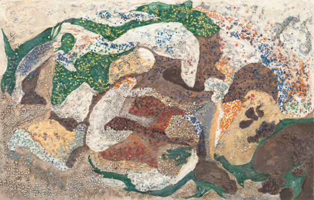 Jeanne&amp;nbsp;Reynal
Untitled, 1952
smalti, marble and pigmented cement on board
27h x 42 1/8w x 1d in
68.58h x 107w x 2.54d cm
JREY045