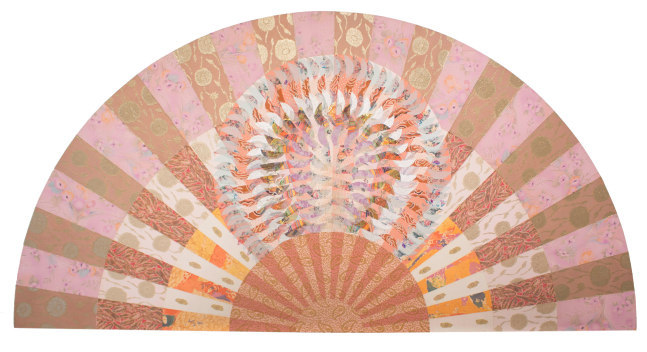 Miriam&amp;nbsp;Schapiro
Fan of Spring, 1979
Acrylic and fabric collage on canvas
48h x 96w in
121.92h x 243.84w cm
MSCHA113