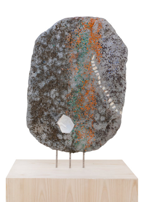 Jeanne Reynal
                    (1903-1993)
            
    
        Untitled, 1963    
    smalti, Japanese shell, hand-formed cement and steel                                    29h x 39 3/4w x 3/4d in
73.66h x 100.97w x 1.91d cm
                    
                            JREY082