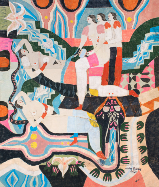 Lauren dela Roche

Venom, 2024

acrylic on found cotton feedsack and acrylic varnish

66 x 58 in.
167.6 x 147.3 cm.

(LDRO029)