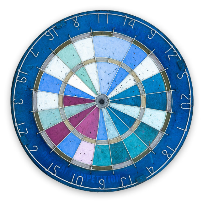 Acacia Marable

Color Pains #3, 2023

oil and wire on sisal dartboard

17 1/2 x 17 1/2 x 2 in.
44.5 x 44.5 x 5.1 cm.

(ACM003)