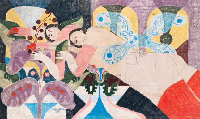 Lauren dela Roche

Hummingbird Feeder, 2025

acrylic on found cotton feedsack with acrylic varnish

49 x 82 in.
124.5 x 208.3 cm.

(LDRO065)