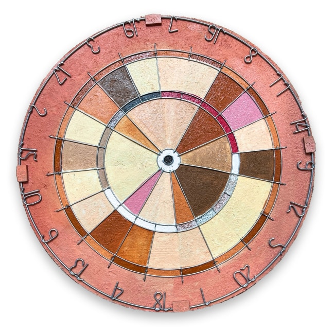 Acacia Marable

Color Pains #13, 2024

oil and wire on sisal dartboard

17 1/2 x 17 1/2 x 2 in.
44.5 x 44.5 x 5.1 cm.

(ACM012)