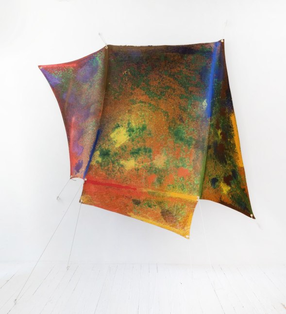 Joe Overstreet

Untitled, 1972

acrylic on constructed canvas with metal grommets and cotton rope

Dimensions variable 88 x 98 x 23 1/2 inches canvas size (present overall installation 115 x 100 x 49 1/2 inches)

(JOVE023)