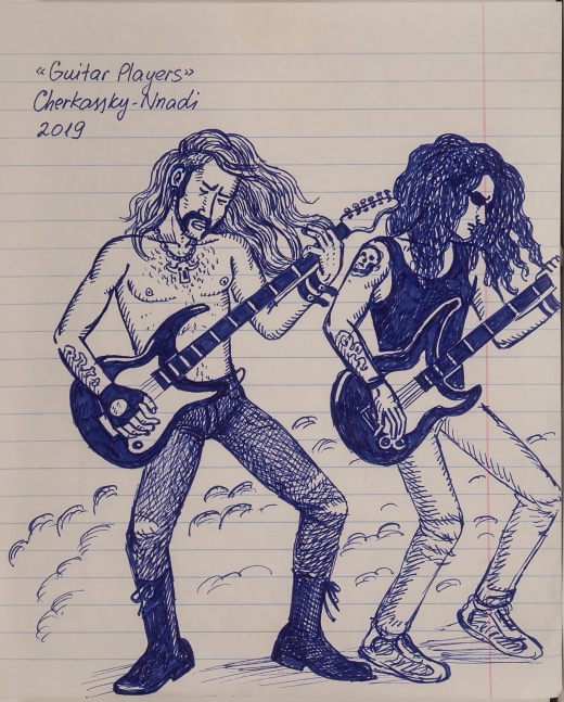 Guitar Players (after Alexander Petrelli), 2019
Pen on paper
8 x 6.75 in.