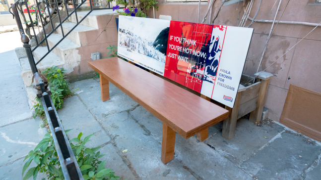 Humble Hubris: Don&amp;rsquo;t know what you got (till its gone) (bench), 2018
Acrylic and wood reproduction of Chicago bus bench
38 x 24 x 72 inches