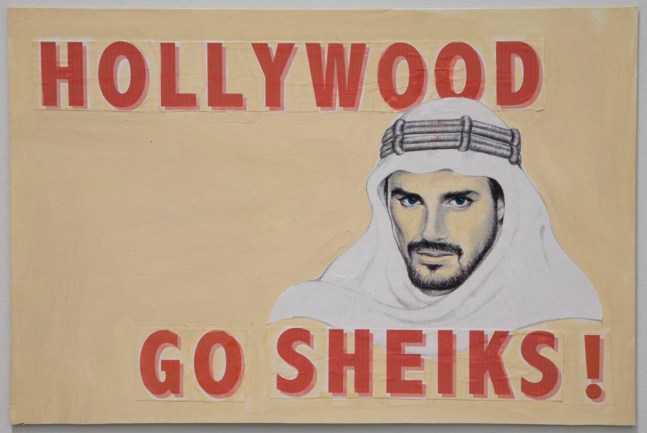 Alex Israel
High School Mural Study (Hollywood Sheiks), 2007
Acrylic collage on paper
11 x 15 inches
Courtesy of the artist