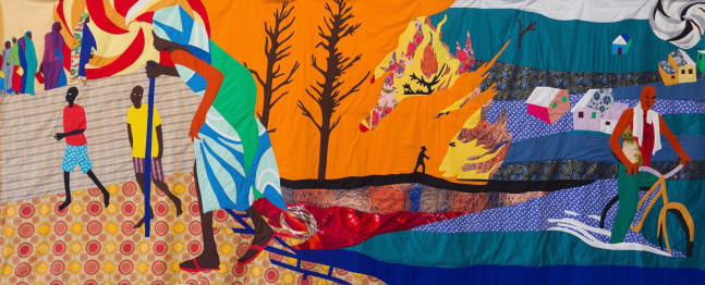 How to Name a Famine, a Fire, a Flood, 2019
Applique fabric
96 x 240 inches
