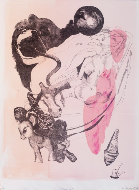 Gisela McDaniel
Falling, 2017
Lithograph over Monotype on Reeves BFK
22.5 x 16.5 inches