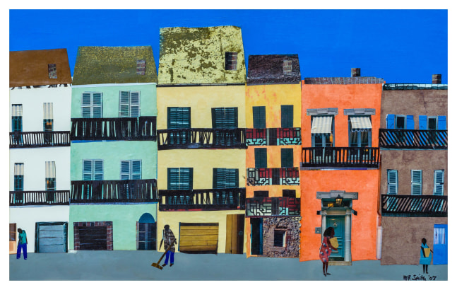 Melvin Smith, French Quarter Domestics, 2008, Paper collage and paint on matboard, 20 x 28 in.