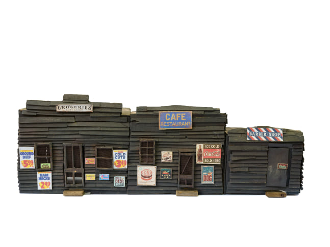 Store Fronts, 2007
Wood, paint, and printed paper
19 x 52.75 x 17.5 inches