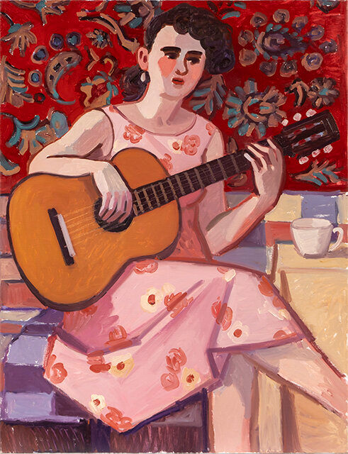 Woman Playing Guitar, 2019
Oil on linen
35.5&amp;nbsp;x 27.5&amp;nbsp;inches