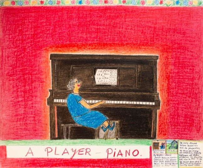 Gayleen Aiken
A Player - Piano, 1992
Colored pencil, ballpoint pen, and crayon on paper
14 x 17 inches