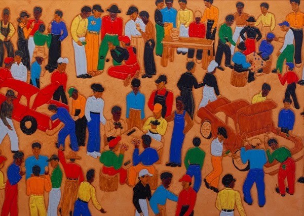 Winfred Rembert
The Mudhole, 1996
Acrylic paint on carved and tooled leather
24.25 x 34 in