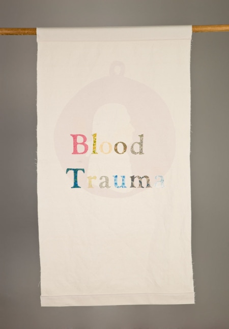 Gina Adams
Blood Trauma, 2014
Painters canvas, calico fabric, thread
3 x 5 feet
Courtesy of the Artist and Fort Gansevoort