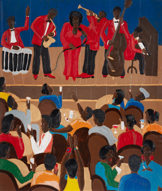 Winfred Rembert
Inside the Green Apple, Date
Unknown
Acrylic paint on carved and tooled leather
30.25 x 26 in