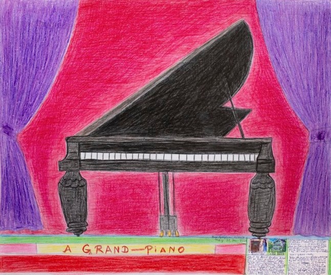 Gayleen Aiken
A Grand-Piano, 2000
Colored pencil, ballpoint pen, and crayon on paper
14 x 17 inches