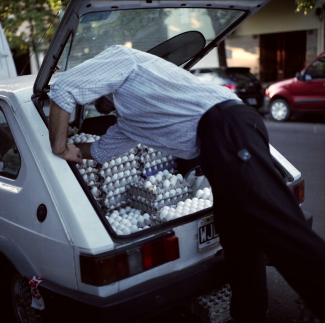 Benny Safdie
Egg Delivery Buenos Aires, 2010
28&amp;nbsp;x 28 inches
Digital C-Print, Edition of 5