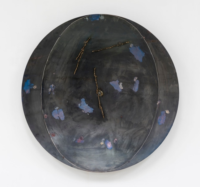 Lemurian Shield, 2016
Steel, oil paint, bronze
47 x 47 x 6 inches