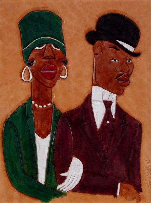 Winfred Rembert
Covarrubias (Couple), Date Unknown
Acrylic paint on carved and tooled leather
15.5 x 11.5 in