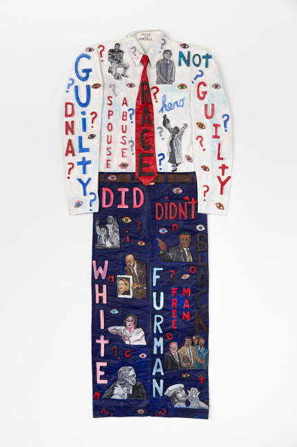 O.J. (Guilty or Not Guilt), 1996
Painted papier-m&amp;acirc;ch&amp;eacute; and mixed media
63.5 x 27.75 x .25 inches