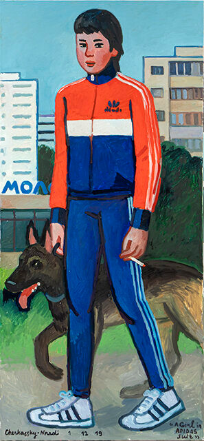 A Girl in Adidas Suit, 2019
Oil on linen
55 x 26&amp;nbsp;inches