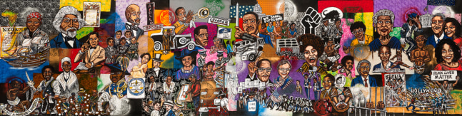 Black Plight, 2016
Acrylic on unstretched canvas with fabric
45 x 175 inches