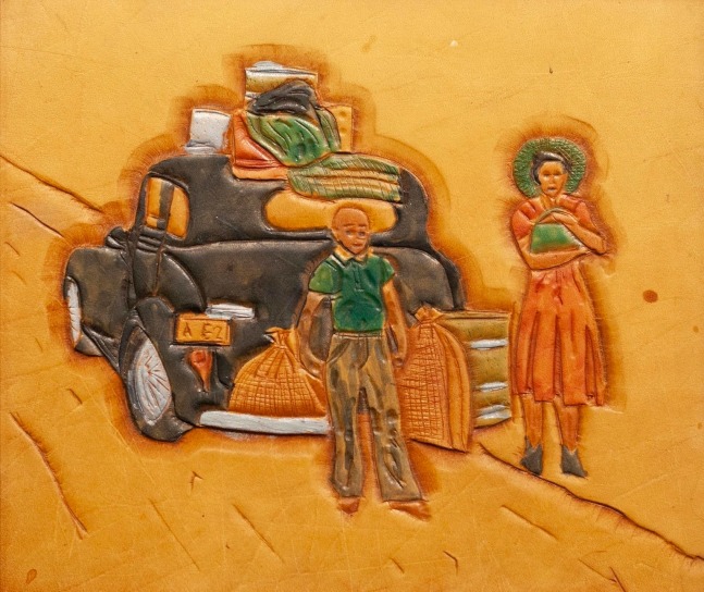 Winfred Rembert Going North, 1997

Acrylic paint on carved and tooled leather

6.75 x 7.75 in