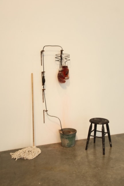Alison Saar
Black Lightening, 2012
Glass, shoestrings, found mop and bucket and water
58 x 24 x 24 inches
Courtesy of the Artist and LA Louver