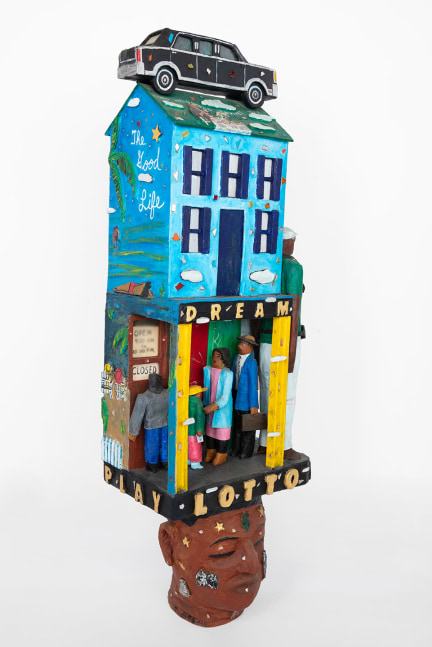 Lotto Dreams,1995
Painted papier-m&amp;acirc;ch&amp;eacute; and mixed media
57 x 18 x 15 inches