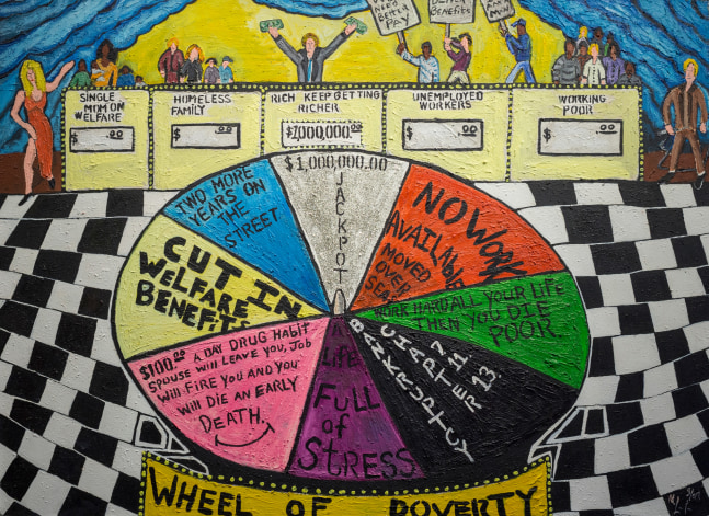 The Wheel Of Poverty, 1997
Acrylic on Textured Canvas
48 x 66 inches