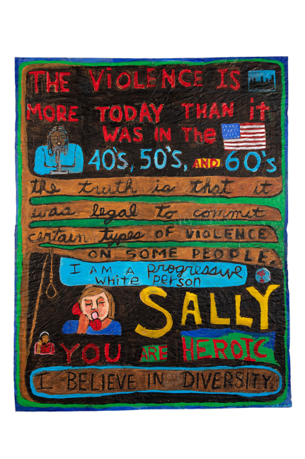 Violence is More Today (Than it was in the 40&amp;#39;s, 50&amp;#39;s, &amp;amp; 60&amp;#39;s), 1994
Mixed media on paper
68 x 53.25 inches