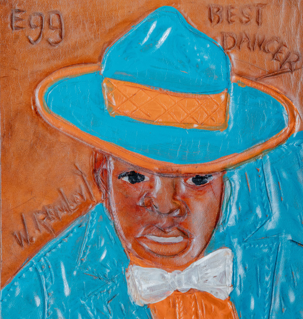 Winfred Rembert
Best Dancer, c. 2013
Acrylic paint on carved and tooled leather
6 x 5.5 in