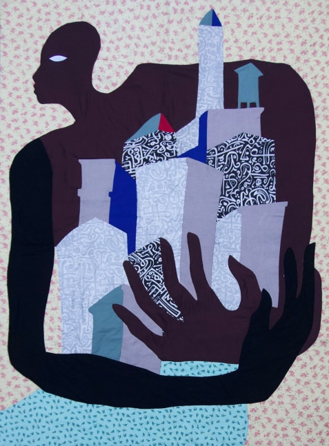 Arms Wide as the City, 2019
Appliqu&amp;eacute; fabric
85 x 59 inches
