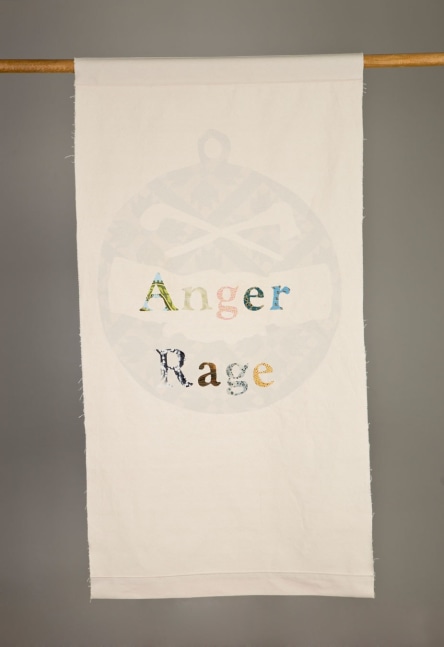 Gina Adams
Anger Rage, 2014
Painters canvas, calico fabric, thread
3 x 5 feet
Courtesy of the Artist and Fort Gansevoort