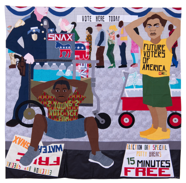 Voting Rights. What&amp;rsquo;s Next?, 2022
Assorted fabrics and cotton embroidery floss
59 x 60 in