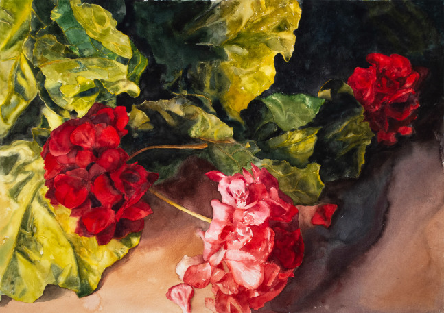 Eileen Goodman, Geranium and Leaf Greens 29&quot; x 41&quot;  Watercolor