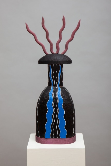 Blue Dress 23&quot; x 7&quot; x 5.5&quot;  Carbonized Poplar, Purple Heart Wood And Paint