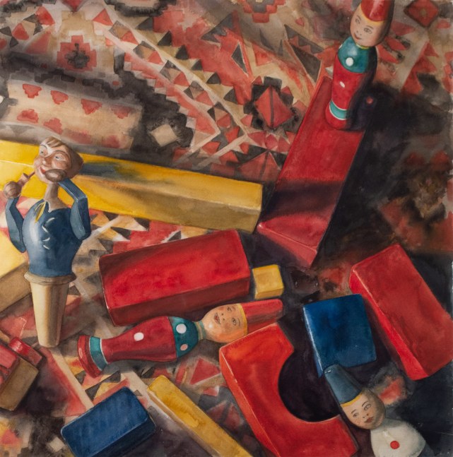 Eileen Goodman, Toppled 29.5&quot; x 29&quot;  Watercolor